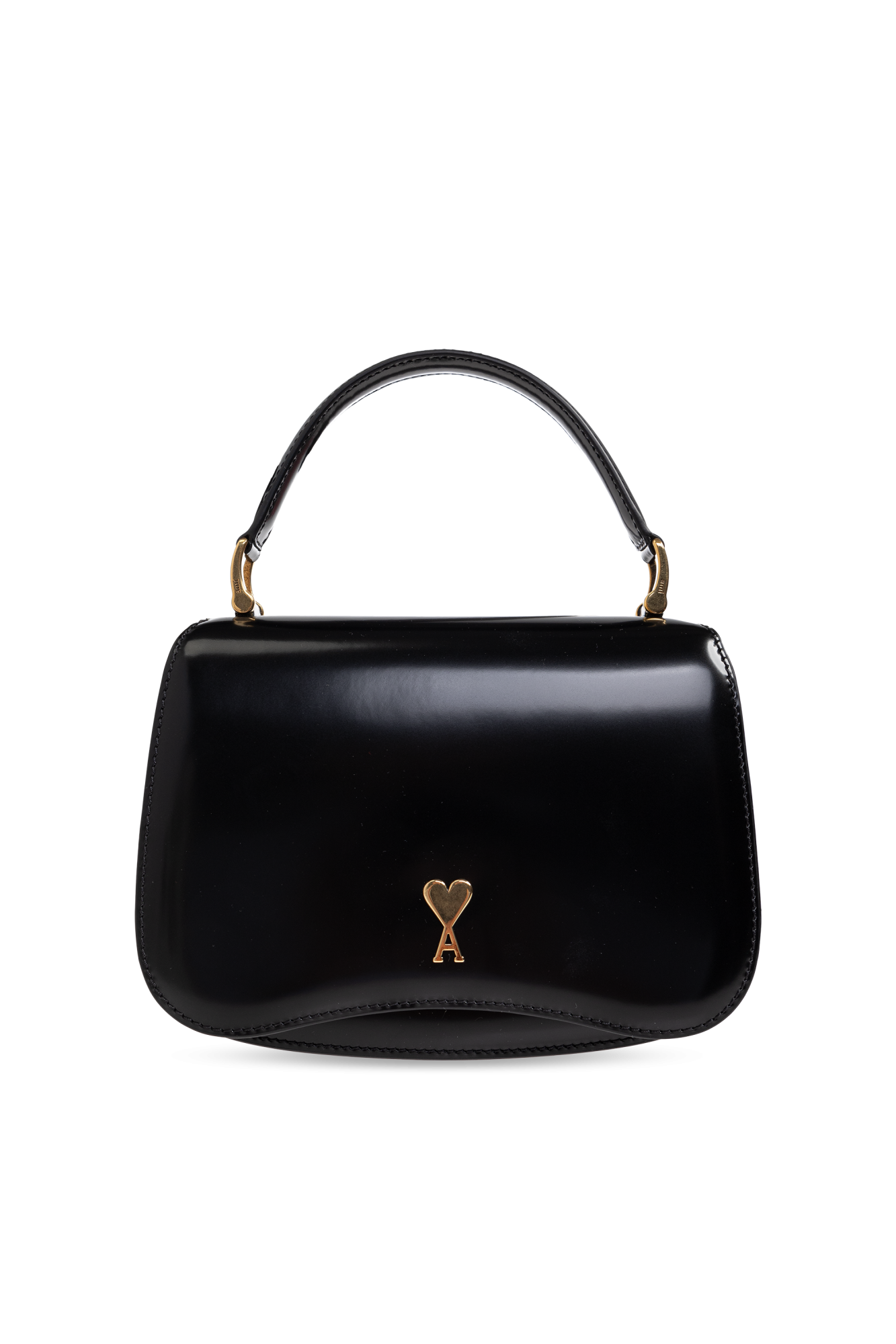 Black Leather handbag with logo Ami Alexandre Mattiussi - Vitkac